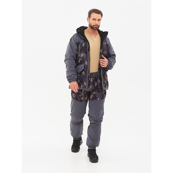 Костюм демисезонный Huntsman Горка Люкс серый/кмф 001, тк. Исландия/Алова