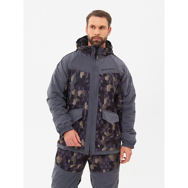 Костюм демисезонный Huntsman Горка Люкс серый/кмф 001, тк. Исландия/Алова