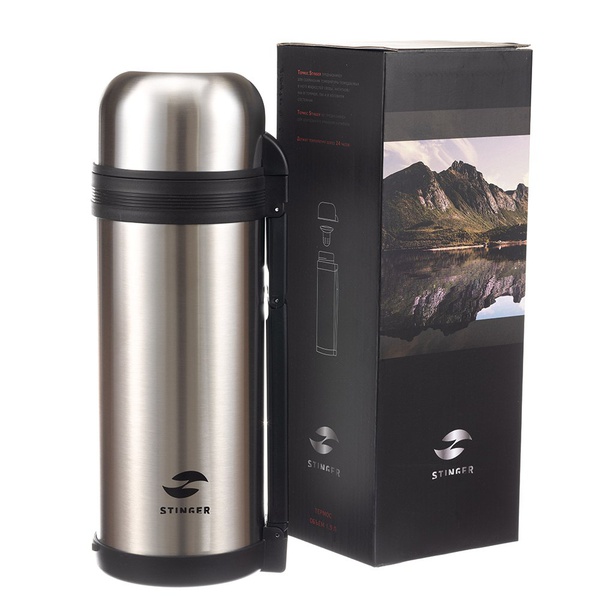 Термос универсальный Stinger с ручкой Серебристый, 1,5 л
