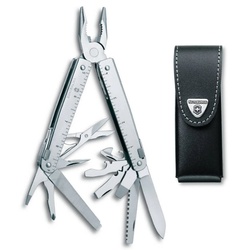 Мультитул Victorinox SwissTool 27, 115 мм, 27 функций Стальной, кожаный чехол