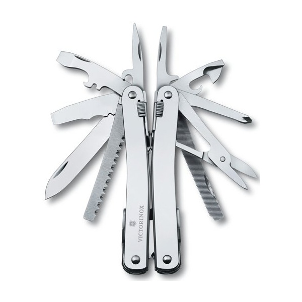 Мультитул Victorinox SwissTool Spirit II, 105 мм, кожаный чехол Стальной, 26 функций