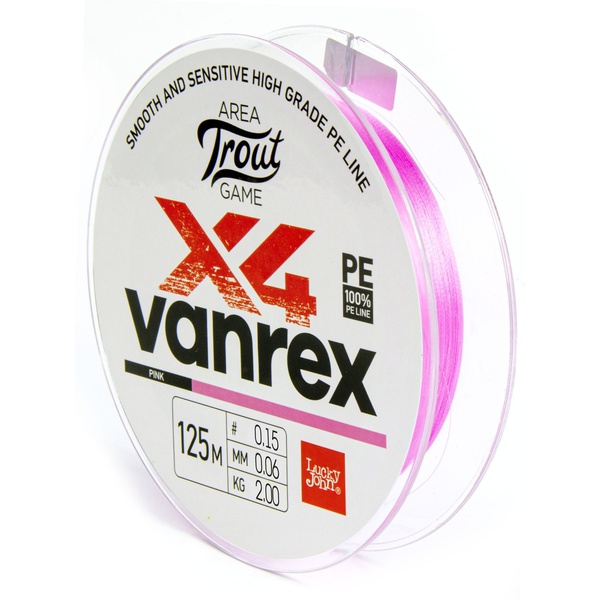 Леска плетёная Lucky John Area Trout Game х4 Braid Pink 125/006