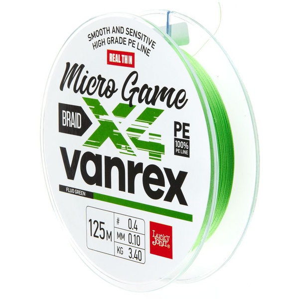 Леска плетёная LJ Vanrex Micro Game х4 Braid Fluo Green 125/010