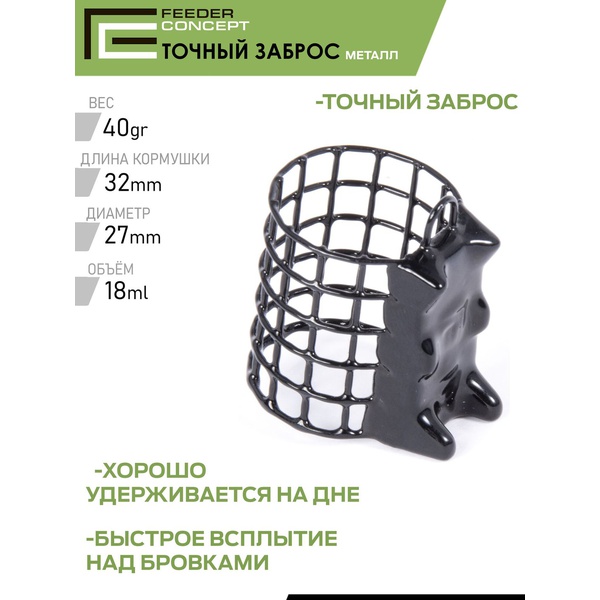 Набор металлических фидерных кормушек FC M1 Точный заброс (40 г/60 г/80 г) 3шт