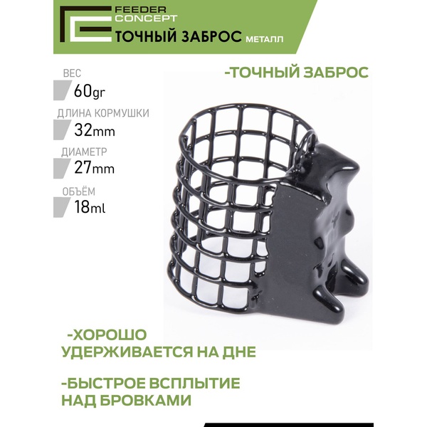 Набор металлических фидерных кормушек FC M1 Точный заброс (40 г/60 г/80 г) 3шт