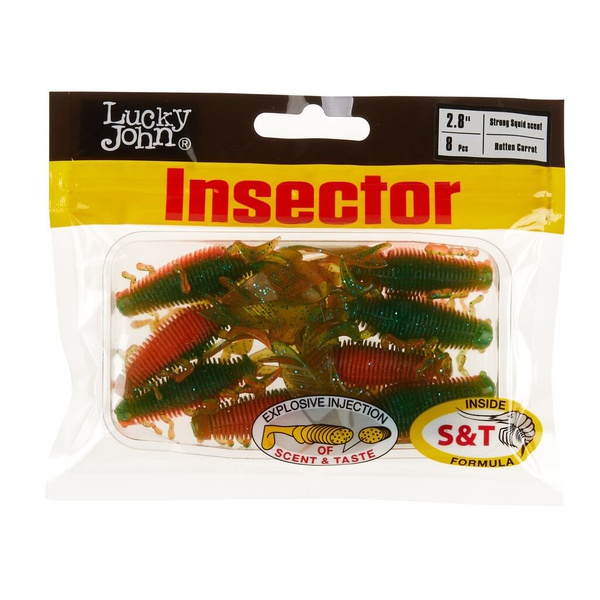 Виброхвосты съедобные Lucky John Pro Series Insector 2.8" (7см) 8 шт T56