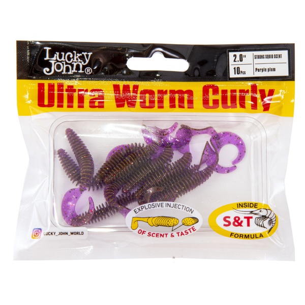 Слаги съедобные искусственные LJ Pro Series Ultraworm Curly 2,0in (5 см/9 шт) S13