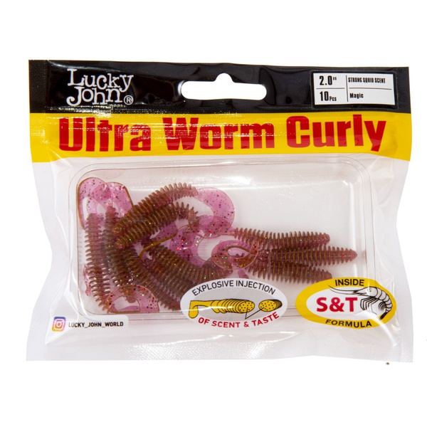 Слаги съедобные искусственные LJ Pro Series Ultraworm Curly 2,0in (5 см/9 шт) S14