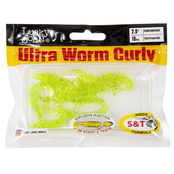 Слаги съедобные искусственные LJ Pro Series Ultraworm Curly 2,0in (5 см/9 шт) S15