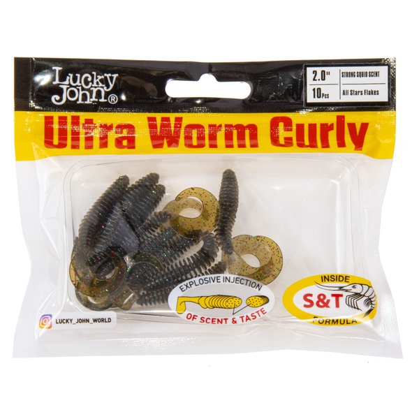 Слаги съедобные искусственные LJ Pro Series Ultraworm Curly 2,0in (5 см/9 шт) S21