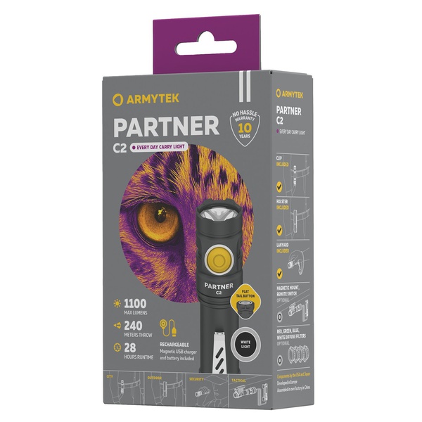 Фонарь Armytek Partner C2 Magnet USB+18650 (1100 лм, тепл.свет)