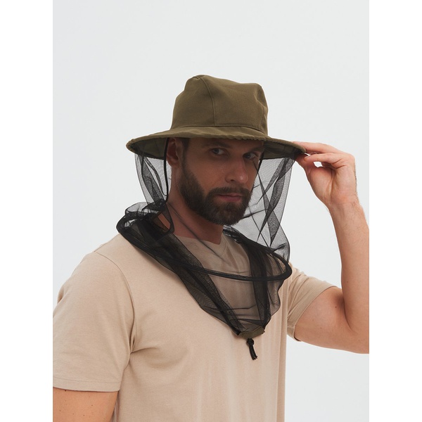 Панама-накомарник Huntsman Антигнус с кольцом (тк. смесовая) хаки