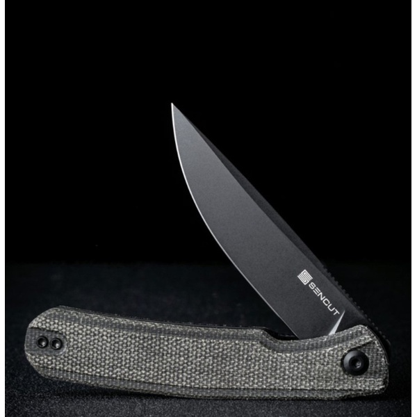 Нож Sencut Scitus D2 Steel Black Stonewashed Handle Dark Canvas Micarta Green