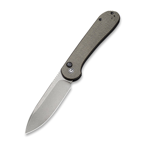 Нож Civivi Button Lock Elementum Steel Gray Stonewashed Handle Micarta Green