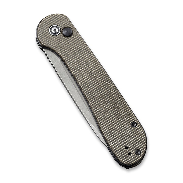 Нож Civivi Button Lock Elementum Steel Gray Stonewashed Handle Micarta Green