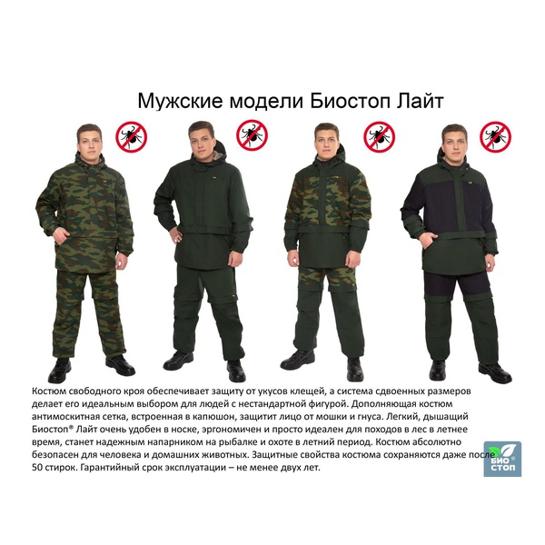 Костюм защитный БИОСТОП Лайт Чёрный/охотничий зеленый
