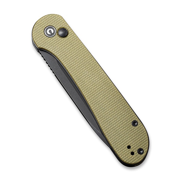 Нож Civivi Button Lock Elementum Steel Black Stonewashed Handle Olive, Micarta