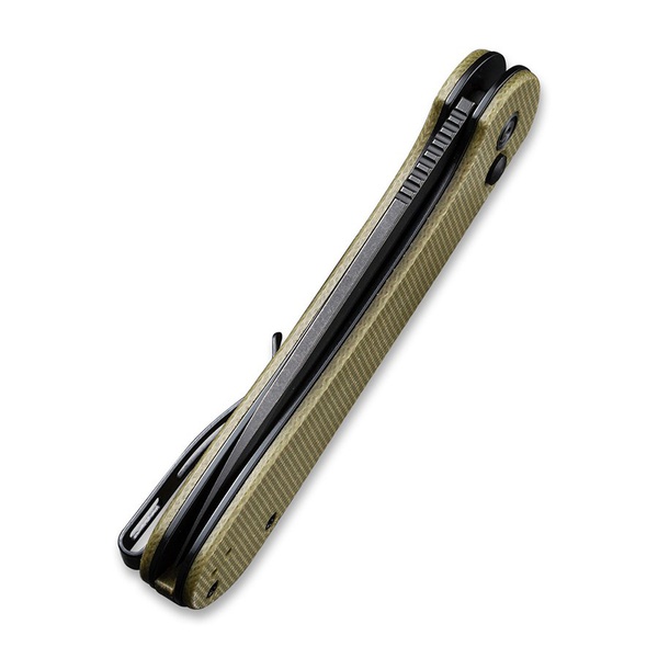 Нож Civivi Button Lock Elementum Steel Black Stonewashed Handle Olive, Micarta