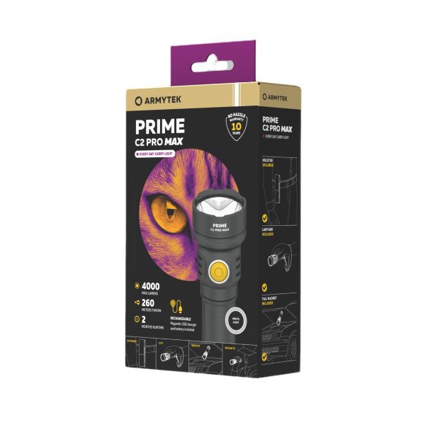 Фонарь Armytek Prime C2 Pro Max USB+18350 (4000лм, холодный свет, аккумулятор)
