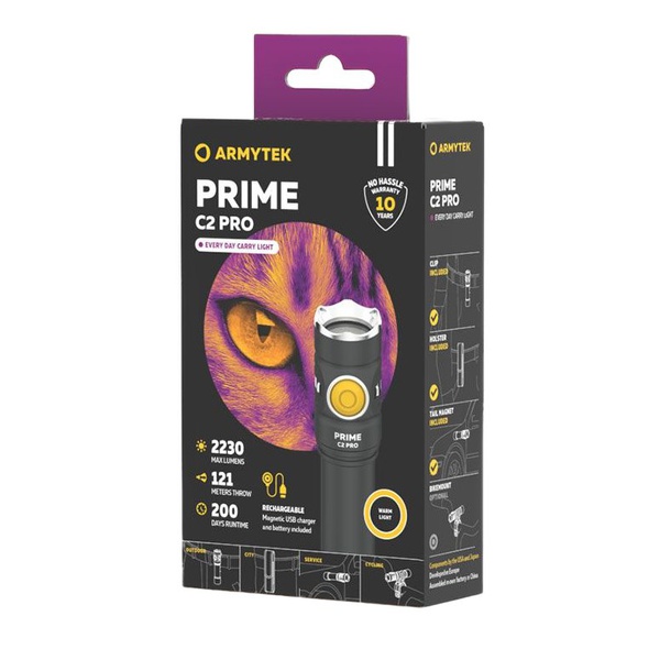 Фонарь Armytek Prime C2 Magnet USB+18650(930лм, тёплый свет, аккумулятор)