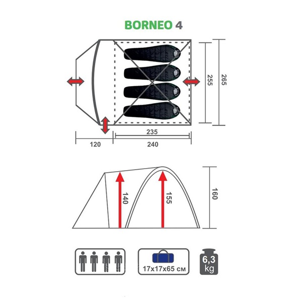 Палатка Premier Fishing Borneo 4 (PR B-4-GR)