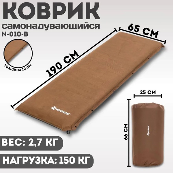 Коврик самонадувающийся Nisus N-010-B (190x65x10 см)