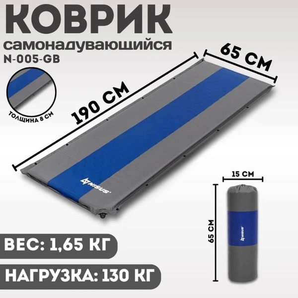 Коврик самонадувающийся Nisus N-005-GB (190x65x5 см)