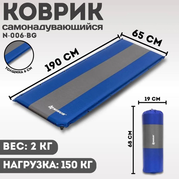 Коврик самонадувающийся Nisus N-006-BG (190x65x6 см)