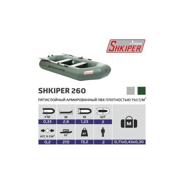 Лодка Тонар Шкипер 260 зеленый