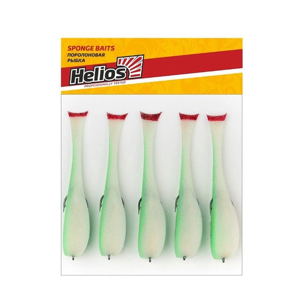 Рыбка поролоновая Helios 9 см (на офсет.крючке) белый/зелёный