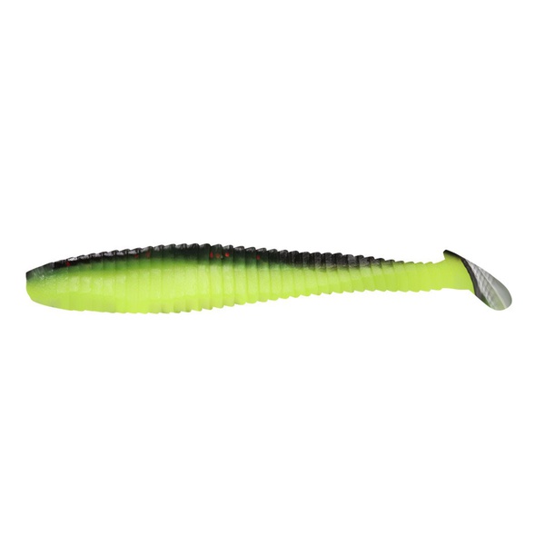 Виброхвост Yaman Pro Flatter Shad (10.2 см, 5 шт/уп) Black Red Flake/Chartreuse, №32