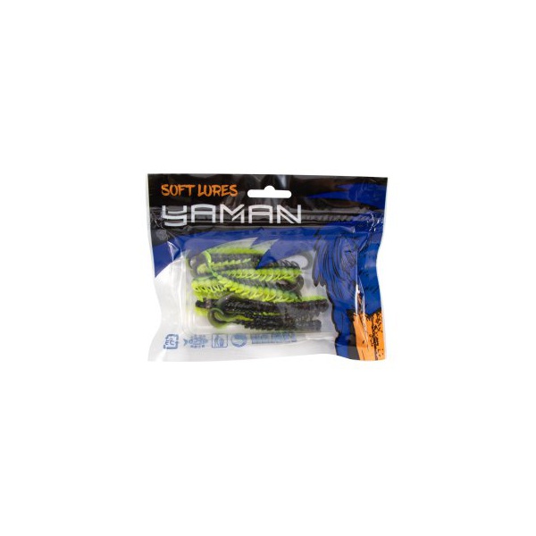 Твистер Yaman Pro Ruff (10.2 см, 5 шт/уп) Black Red Flake/Chartreuse, №32