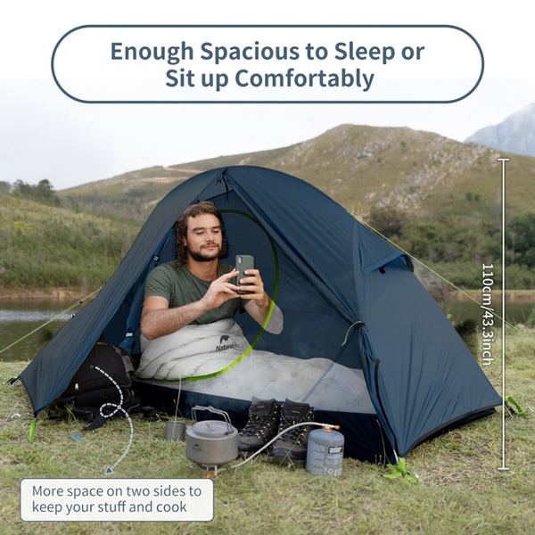 Палатка Naturehike NH18A095-D 20D (+ коврик) синий