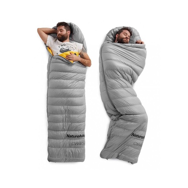 Спальный мешок Naturehike CW400 NH18C400-D (гусинный пух) серый, р. L