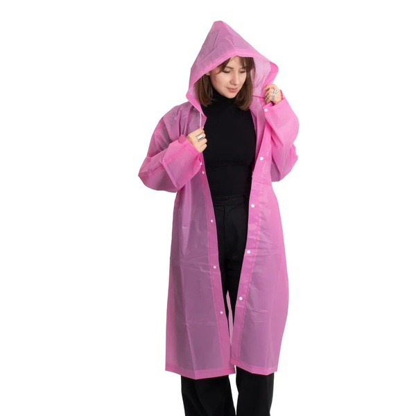 Плащ дождевик Следопыт на кнопках с капюшоном Розовый, 68х120 см