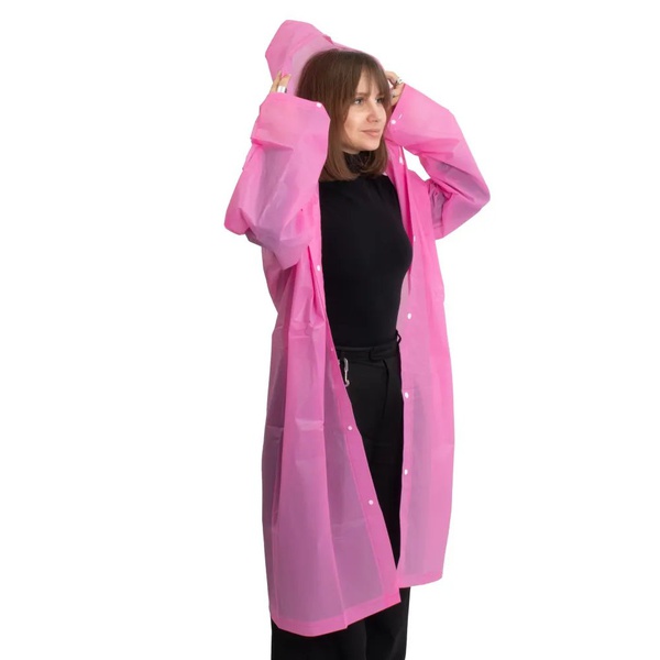 Плащ дождевик Следопыт на кнопках с капюшоном Розовый, 68х120 см