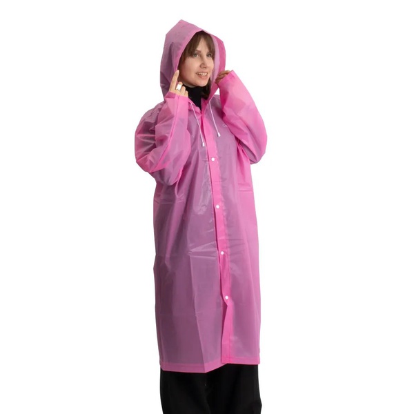 Плащ дождевик Следопыт на кнопках с капюшоном Розовый, 68х120 см