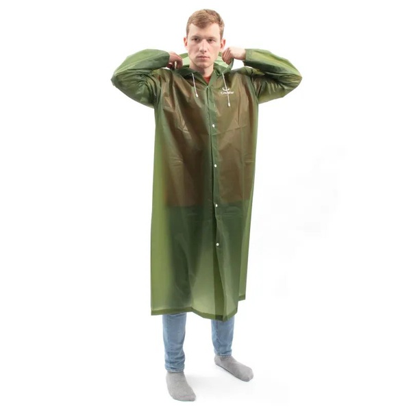 Плащ дождевик Следопыт на кнопках с капюшоном Зелёный, 68х120 см