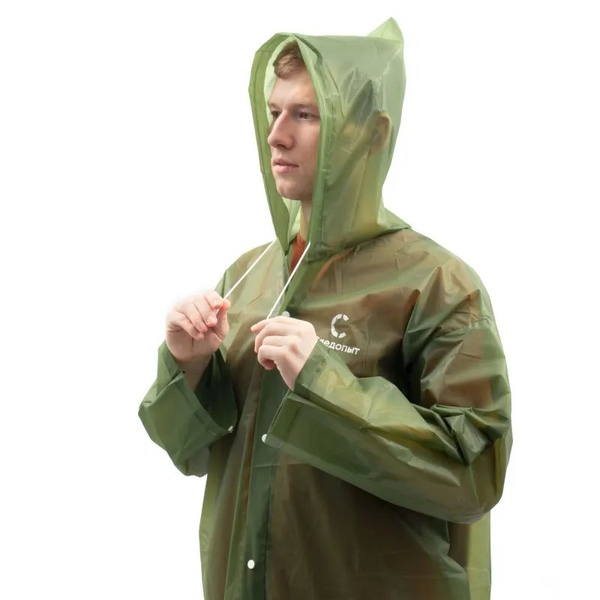 Плащ дождевик Следопыт на кнопках с капюшоном Зелёный, 76х130 см