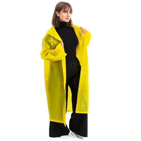 Плащ-дождевик Следопыт, плотный EVA, с козырьком на капюшоне и чехлом, Желтый, 66х115 см