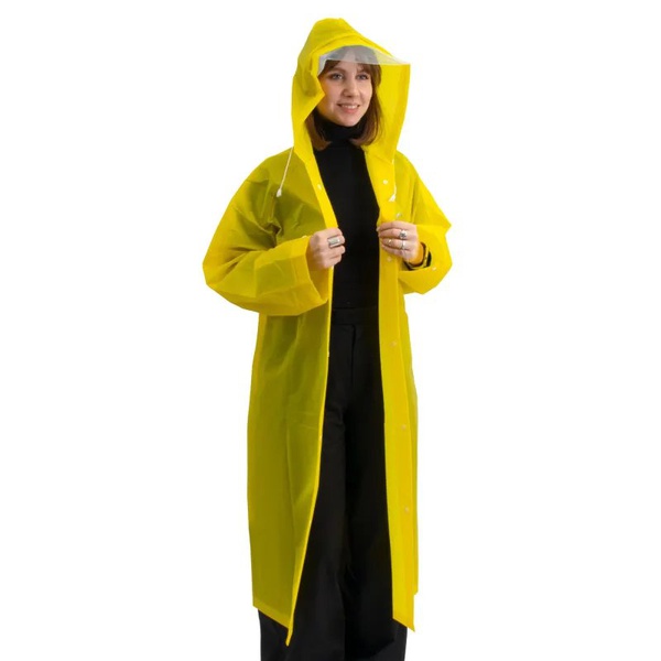 Плащ-дождевик Следопыт, плотный EVA, с козырьком на капюшоне и чехлом, Желтый, 66х115 см