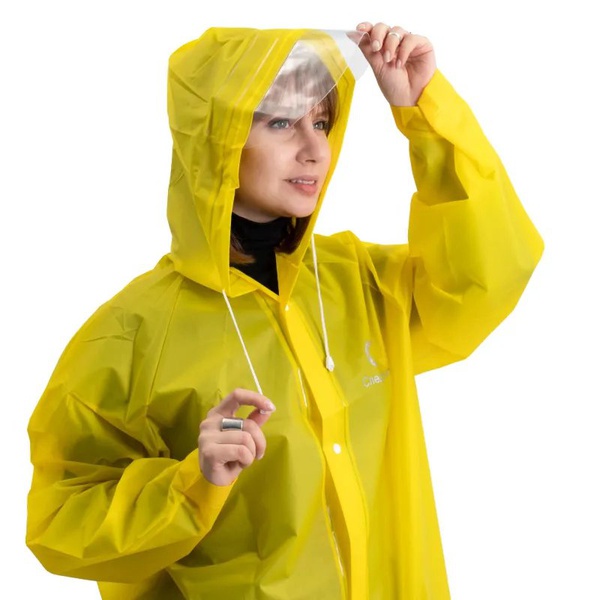 Плащ-дождевик Следопыт, плотный EVA, с козырьком на капюшоне и чехлом, Желтый, 66х115 см