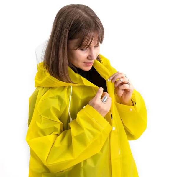 Плащ-дождевик Следопыт, плотный EVA, с козырьком на капюшоне и чехлом, Желтый, 66х115 см