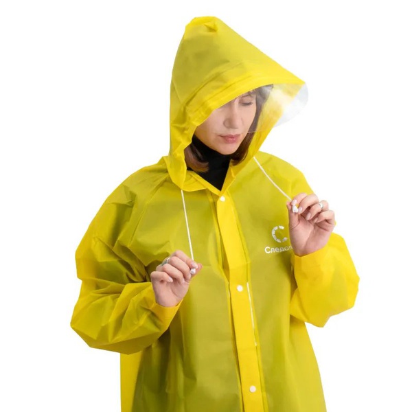 Плащ-дождевик Следопыт, плотный EVA, с козырьком на капюшоне и чехлом, Желтый, 66х115 см