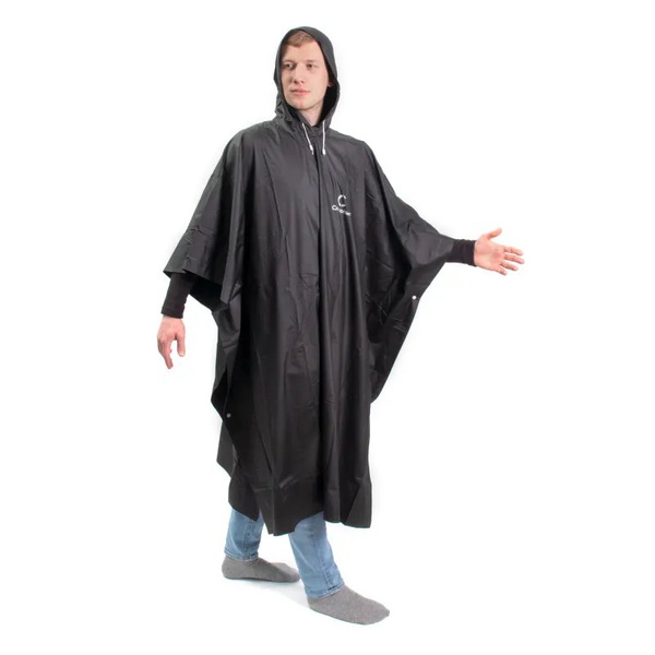 Плащ-дождевик Следопыт, плотный EVA, на кнопках, с капюшоном Чёрный
