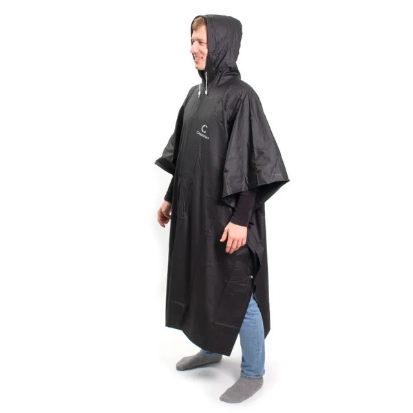 Плащ-дождевик Следопыт, плотный EVA, на кнопках, с капюшоном Чёрный