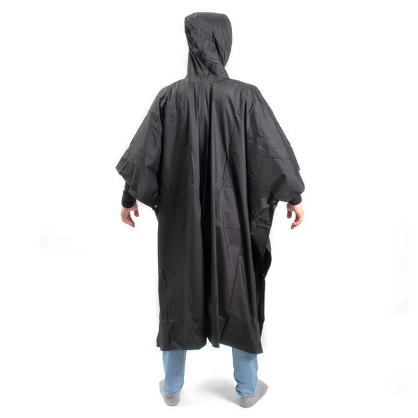 Плащ-дождевик Следопыт, плотный EVA, на кнопках, с капюшоном Чёрный