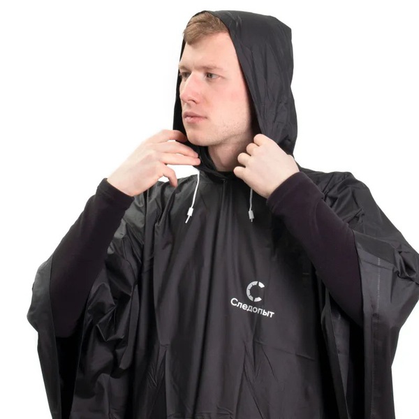 Плащ-дождевик Следопыт, плотный EVA, на кнопках, с капюшоном Чёрный