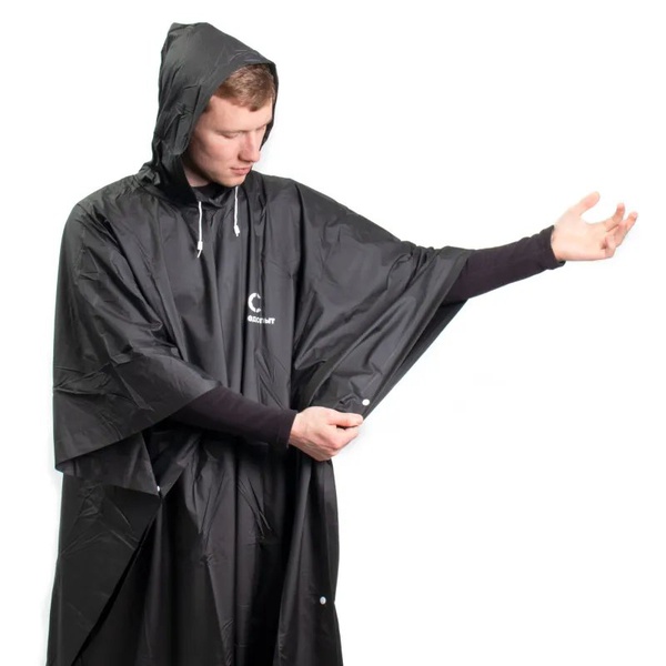 Плащ-дождевик Следопыт, плотный EVA, на кнопках, с капюшоном Чёрный