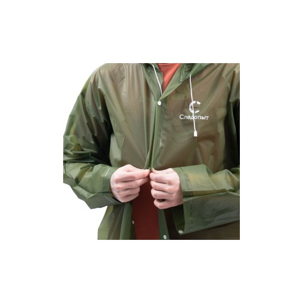 Плащ дождевик Следопыт на кнопках с капюшоном Зелёный, 80х131 см